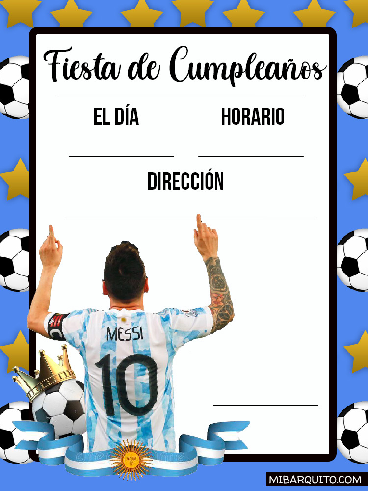 Invitaciones de Messi Cumpleanos